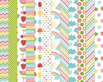 Sweet Summer Digital Papers - 12 patterns for scrapbooking, cards, invitations, printables and more - instant download - CU OK