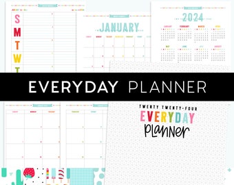 2024 Everyday Planner WHOLE - EDITABLE Letter Size + Free Font - Digital PDF Pages Printables Organizers Inserts