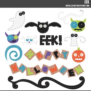 EEK Halloween Digital Clipart Clip Art Ilustrações - download instantâneo - uso comercial limitado ok
