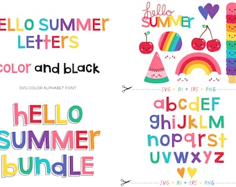 BUNDLE: MTF Hello Summer Font plus SVG Cutting Files and Illustrations