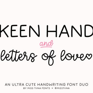 Duo de fontes MTF Keen Hand + Letters of Love - Fonte de script manuscrita, fonte Silhouette, fonte Cricut, fonte cursiva, fonte Monoline Fonte Procreate