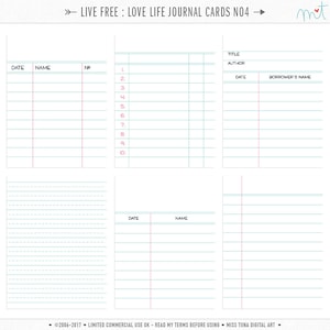 Live Gratis : Love Life 4 Digital Journal Cards - 3x4 4x6 project life pocket scrapbooking journaling note cards - instant download - CU OK
