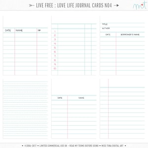 Live Free : Love Life 4 Digital Journal Cards - 3x4 4x6 project life pocket scrapbooking journaling note cards  - instant download - CU OK