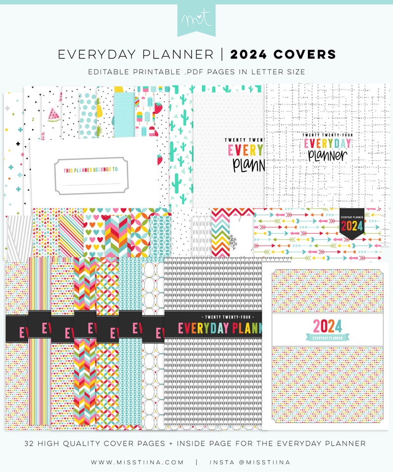 2024 Everyday Planner UPDATE EDITABLE Letter Size Free Font Digital PDF Pages Printables Organizers Inserts image 3