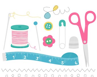 Kit de costura Digital Clipart Clip Art Ilustraciones - descarga instantánea - uso comercial limitado ok