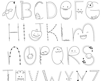 Halloween Letter Doodles Digital Stamps Clipart Clip Art Illustrations - instant download - limited commercial use ok