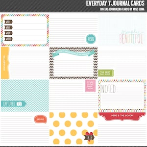 Everyday 7 Digital Journal Cards - 4x6 project life inspired printable scrapbooking journaling note cards  - instant download - CU OK