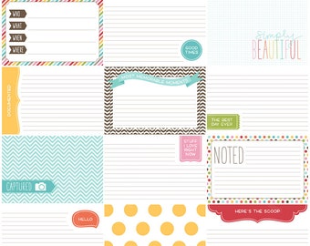 Everyday 7 Digital Journal Cards - 4x6 project life inspired printable scrapbooking journaling note cards  - instant download - CU OK
