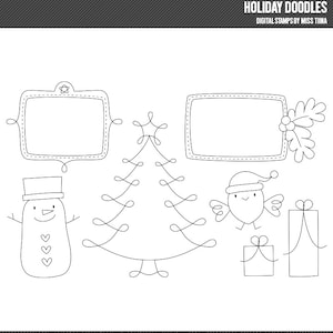 Holiday Doodles Digital Stamps Clipart Clip Art Illustrations - instant download - limited commercial use ok