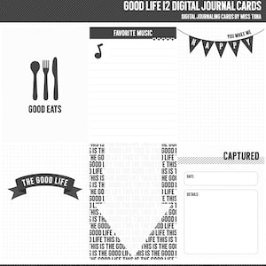 Good Life 12 cartões de diário digital - cartões de anotações de scrapbooking inspirados na vida do projeto 3x4 - download instantâneo - CU OK
