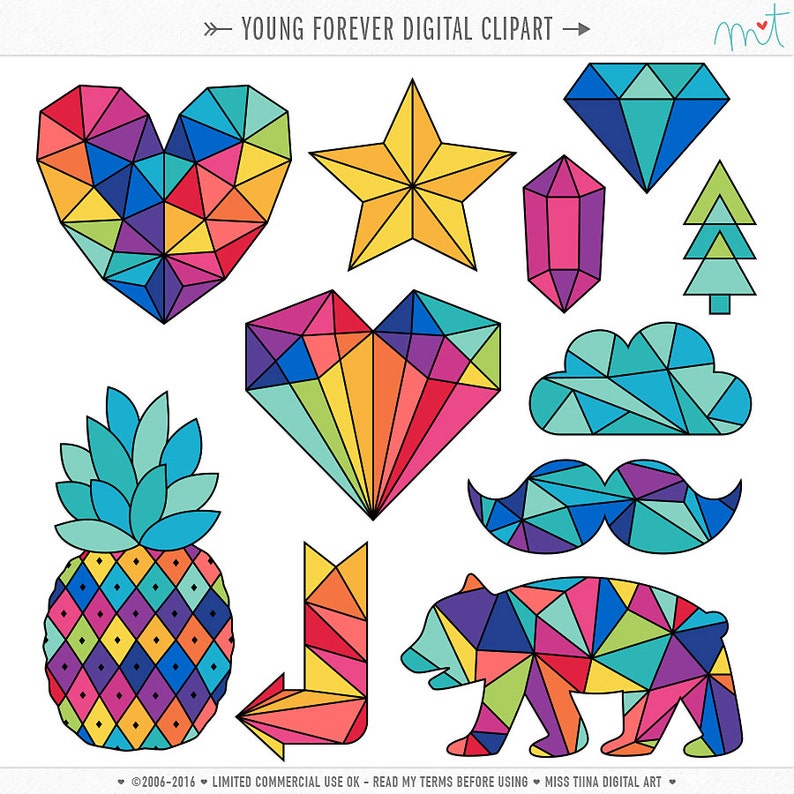 Young Forever Digital Clipart Clip Art Illustrations instant download limited commercial use ok image 1