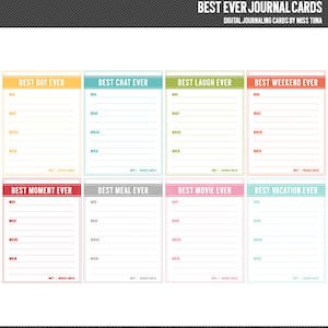Os melhores cartões de diário digital de todos os tempos - cartões de anotações para scrapbooking inspirados na vida do projeto 3x4 para impressão - download instantâneo - CU OK