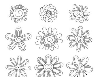 Blooming Doodles Digital Stamps Clipart Clip Art Illustrations - instant download - limited commercial use ok