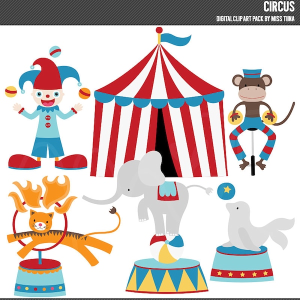 Circus Digital Clipart Clip Art Illustrations - instant download - limited commercial use ok