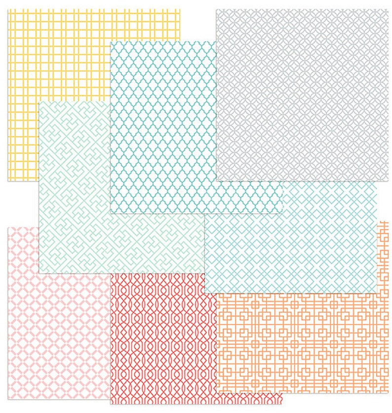 Geometrische Fab No2 Regenbogen digitale Papiere 24 Muster für Scrapbooking, Karten, Einladungen, Druckbare und Planer CU OK Bild 3