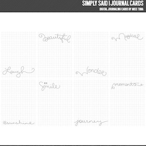 Simply Said 1 Digital Journal Cards - 3x4 project life inspired printable scrapbooking journaling note cards  - instant download - CU OK