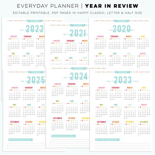 Dividers Tabs EDITABLE Everyday Planner Pages Happy Classic Etsy
