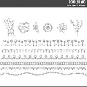 Doodled Vo3 Digital Stamps Clipart Clip Art Illustrations - instant download - limited commercial use ok