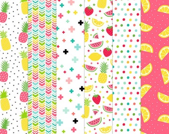 Fruity Fun 2 Digital Papers - 6 patterns for scrapbooking, cards, invitations, printables and more - instant download - CU OK