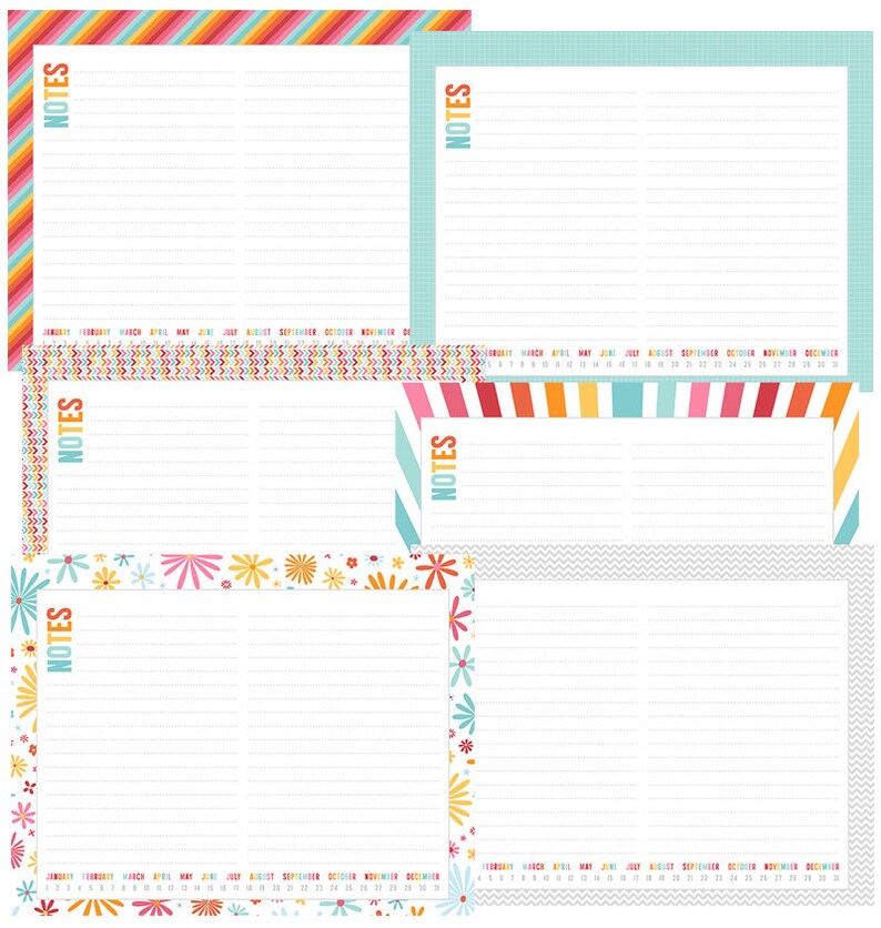Colorful Desk Calendar Digital Templates Instant Download Etsy