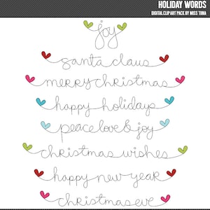 Holiday Words Digital Clipart Clip Art Illustrations - instant download - limited commercial use ok