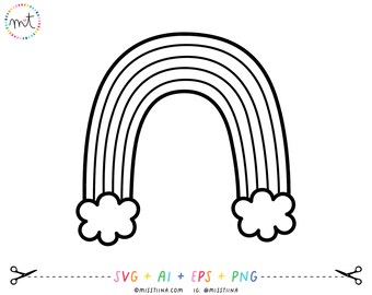 Tall Rainbow Outline SVG Digital Cut Files + Vectors and Clipart Printables