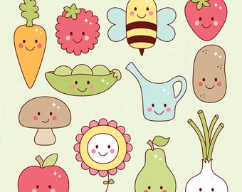 Cheeky Garden Digital Clipart Clip Art Illustrations - instant download - limited commercial use ok