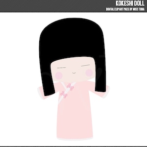 Kokeshi Doll Digital Clipart Clip Art Illustration - download instantâneo - uso comercial limitado ok