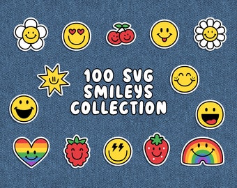 100 Smileys Collection SVG Digital Die Cutting Files, Silhouette, Cricut, card making, scrapbooking, clipart