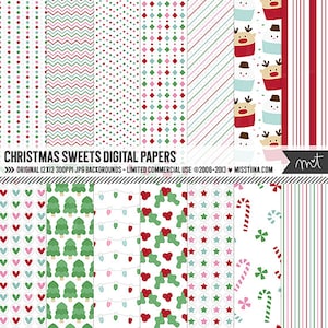 Christmas Sweets Digital Papers - 14 patterns for scrapbooking, cards, invitations, printables and more - instant download - CU OK