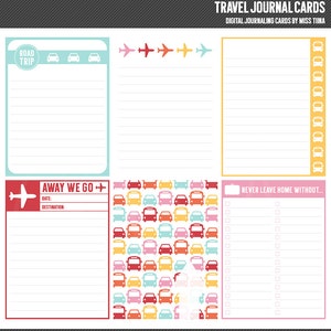 Cartões de diário digital de viagem - cartões de anotações para scrapbooking inspirados na vida do projeto 3x4 para impressão - download instantâneo - CU OK