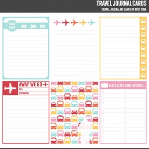 Travel Digital Journal Cards - 3x4 project life inspired printable scrapbooking journaling note cards  - instant download - CU OK