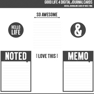 Good Life 4 Cartões de diário digital - Cartões de anotações de diário inspirados na vida do projeto 3x4 - download instantâneo - CU OK