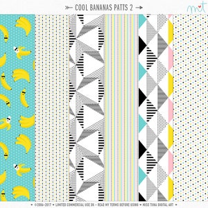 Cool Bananas Patts 2 papéis digitais - 6 padrões para scrapbooking, cartões, convites, imprimíveis e muito mais - download instantâneo - CU OK