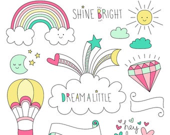 Daydreamer Digital Clipart Clip Art Illustrations - instant download - limited commercial use ok