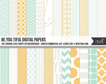 be.you.tiful Digital Papers - 24 patterns for scrapbooking, cards, invitations, printables and more - instant download - CU OK