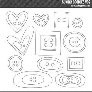 Sunday Doodles Vo2 Digital Stamps Clipart Clip Art Illustrations - instant download - limited commercial use ok