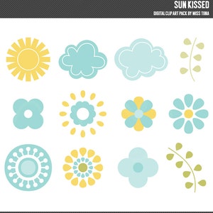 Sun Kissed Digital Clipart Clip Art Illustrations - instant download - limited commercial use ok