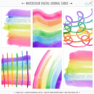 Cartões de diário digital em aquarela - cartões de anotações de diário imprimíveis inspirados na vida do projeto 3x4 - download instantâneo - CU OK