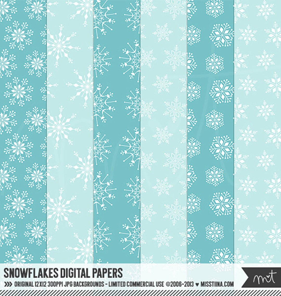 Snowflakes Digital Papers - 6 Patterns for Scrapbooking, Cards ...