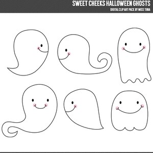 Sweet Cheeks Halloween Ghosts Digital Clipart Clip Art Ilustrações - download instantâneo - uso comercial limitado ok