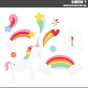 Rainbow-y Digital Clipart Clip Art Illustrations - instant download - limited commercial use ok