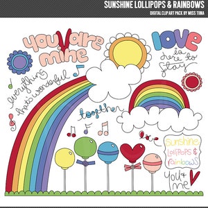 Sunshine, Lollipops & Rainbows Digital Clipart Clip Art Illustrations - instant download - limited commercial use ok