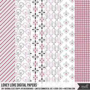 Lovey Love Digital Papers - 6 padrões para scrapbooking, cartões, convites, imprimíveis e muito mais - download instantâneo - CU OK
