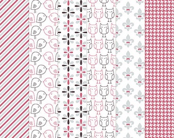 Lovey Love Digital Papers - 6 patterns for scrapbooking, cards, invitations, printables and more - instant download - CU OK