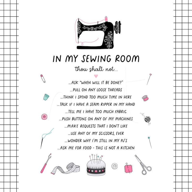 Sewing Room Rules In my sewing room... DIY Printable Digital Wall Art craft room home decor PDF JPG 5 sizes image 2