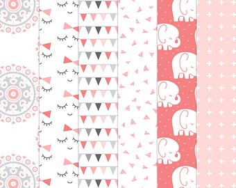 Miss Mod Baby Digital Papers - 6 patterns for scrapbooking, cards, invitations, printables and more - instant download - CU OK