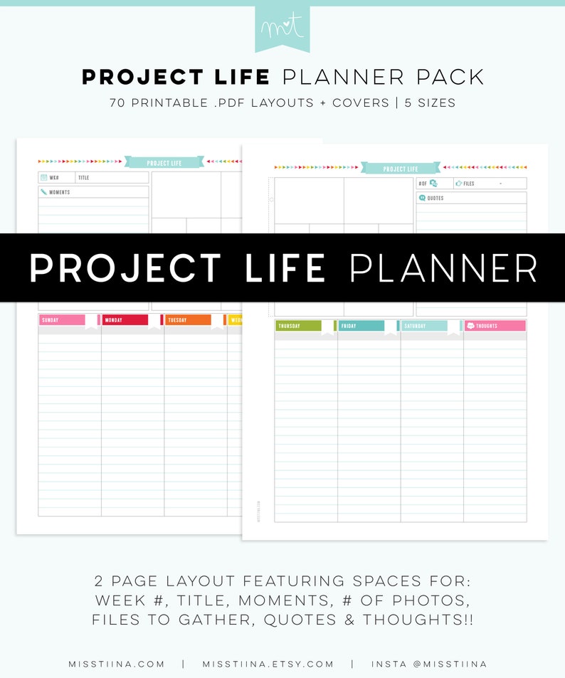 Project Life Planner Page Printables PDF 5 sizes 70 layouts A-Z Big Shot Squared Away image 1