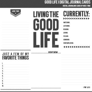 Cartões de diário digital Good Life 1 - cartões de anotações de scrapbooking inspirados na vida do projeto 3x4 - download instantâneo - CU OK