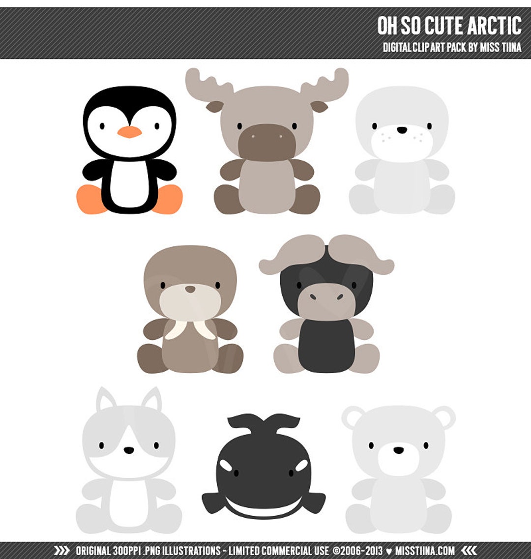 Oh so Cute Arctic Digital Clipart Clip Art Illustrations - Instant ...